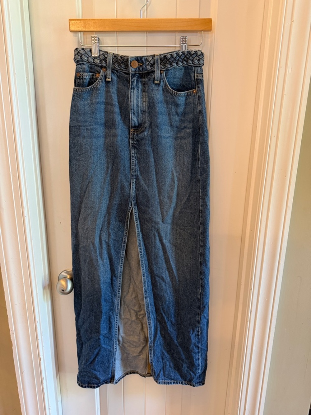 Alice + Olivia denim skirt with braided belt
